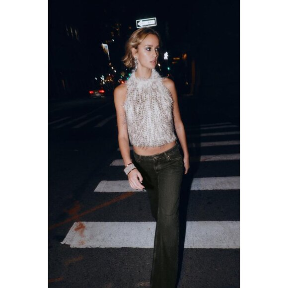 ZARA FAUX FUR HALTER TOP - Picture 2 of 10